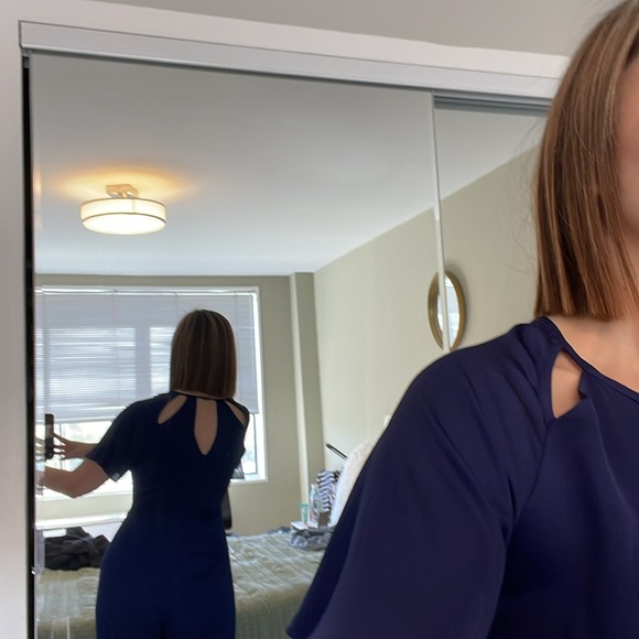 NWOT 19 Cooper evening romper jumpsuit silky blue with cutouts size xs - Picture 4 of 4